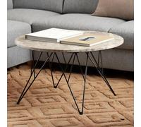 Prunus Coffee Table - Round - Brown Marble - with Black Hairpin Legs