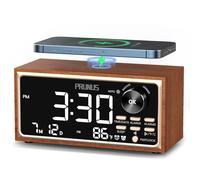 PRUNUS J-177 Retro Vintage Alarm Clock Radio with Fast Wireless Charging