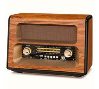 PRUNUS J-199 Retro Radio, AM/FM/SW Vintage Radio, Multi-Power - Mains and Rechargeable Battery or D-Cell Batteries, Portable Radio with Bluetooth Speaker, Supports USB/TF/AUX Function