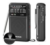 PRUNUS J-211 Portable Radio AM FM with USB C Charging and AA Battery Operated, Transistor Radio, Strong Reception& Clear Speaker, Headphone Jack, Back Clip, Lanyard, Small Radios Portable AM FM