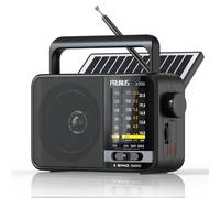 PRUNUS J-25S Portable Radio AM/FM/SW, Solar Radio with 1800mAh Rechargeable Battery, Transistor Small radio with Excellent Reception, Large Knob Easy to Use, for Seniors