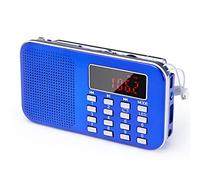 PRUNUS J-908 Portable Radios Small, AM FM Radio Battery Operated with Emergency flashlight. Pocket Radios with Rechargeable battery. Mini Rechargeable Radio Support USB/TF MP3 (Blue)