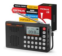 PRUNUS J168 Portable Radio AM FM SW with Bluetooth, Excellent Reception, Preset, TF Card Playback, Sleep Timer, USB C Charging, Headphone Jack, Long Antenna, Digital Radio AM FM