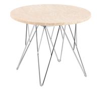 Prunus Round Side Table in Matt Beige and Chrome Steel Base 55x41.4cm