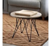Prunus Side Table - Round - Brown Marble - with Black Hairpin Legs