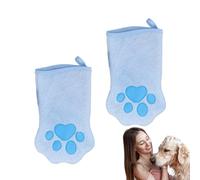 Pruojhw Dog Grooming Gloves - 2 x Dog Wash Mitts | Reversible Bath Towel with Quick-Drying Function for On the Go, Travel & Daily Grooming for Short Hair Pets