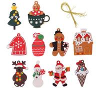 Pruojhw Gingerbread Christmas Decoration, Gingerbread Ornaments, 10 x Cartoon, Gingerbread, Reindeer, House Tree, ATIVE Collector's Toy, Cute Christmas Doll Pendant for the