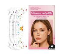 Pruojhw Glitter Makeup Patches, Cosmetic Stickers, Pack of 6, Temporary Waterproof Glitter Stickers for Wedding Photos, Cosplay, Makeup Artists