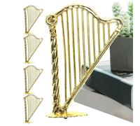 Pruojhw Miniature Harp Miniature Harp Figurine | Small Desktop Ornament Harp Set of 5,Musical Instrument,Miniature Musical Instrument Model 1:12,Harp Model for
