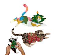 Pruojhw Movable Cat Paper Doll Craft Set with 14 Movable Joints Funny Flexible Bulldog Christmas Craft Toy for Creativity School Home Party Family Hobby Halloween
