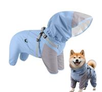 Pruojhw Rain Jacket for Dogs, Smooth Poncho with Hood, Waterproof, Adjustable, Reflective Clothing for Dogs in Sizes M to XL, for Rainy Weather, Walks and Outdoors