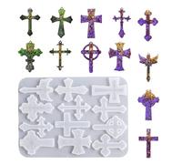 Pruojhw Silicone Mould For Cross,Silicone Mould With 12 Cavities For Jewelry Making,Moulds For Christmas Ornaments - Decorations Parties Birthdays Offices Home Bedroom Office School
