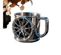 Pruojhw Stainless Steel Coffee Mug, Cup in the Shape of a Car Rim, Breakfast Cup, for Kitchen, Office, Travel, Coffee, Car Enthusiasts, Adults and Men