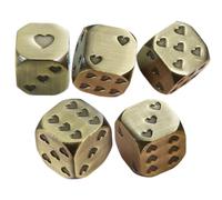 Pruojhw Unique Dice, Role Playing Dice - Six Sided Table Game Dice Heart Model,6 Sided Table Game Dice, Round Metal Corner Design, 5X for Mahjong Games for