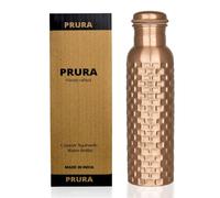 PRURA Copper Water Bottle Diamond Regular Pure Copper Bottle Yoga Water Bottle Ayurveda Health Benefits Leak Proof (900ml/30oz, Design 17)
