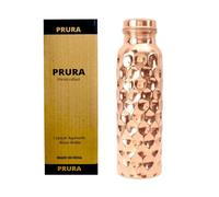 PRURA Copper Water Bottle Diamond Regular Pure Copper Bottle Yoga Water Bottle Ayurveda Health Benefits Leak Proof (900ml/30oz, Design 1)