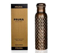 PRURA Copper Water Bottle Diamond Regular Pure Copper Bottle Yoga Water Bottle Ayurveda Health Benefits Leak Proof (900ml/30oz, Design 11)