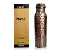PRURA Pure Copper Unique Leaf Handmade Printed Water Bottle Yoga Ayurveda Benefits Copper Bottle Leak Proof Joint Free Copper Water Bottle