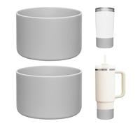 Prurex 2 Pcs Silicone Boot Protector for YETI Rambler 20/30oz, 10oz Tumbler | Silicone Sleeve for Stanley Quencher 14/20/30oz , Anti-Slip, Anti-Scratches, BPA Free for Commute, Work, Tripe (Grey)