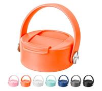 Prurex Flip Lids for Hydro Flask Wide Mouth Bottles 12 16 20 32 40 64 Oz, Replacement Lid with Carry Handle for 2.28" Leak-Proof Sport Wide Mouth Water Bottle, Nose-Friendly (Orange)