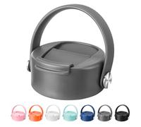 Prurex Flip Lids for Hydro Flask Wide Mouth Bottles 12 16 20 32 40 64 Oz, Replacement Lid with Carry Handle for 2.28" Leak-Proof Sport Wide Mouth Water Bottle, Nose-Friendly (Grey)
