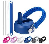 Prurex Straw Lid - Replacement Cap for Hydro Flask 12/16/18/20/32/40/64 oz Wide Mouth Bottles - with Weaving Handle, Fits Thermoflask & Iron Flask (Blue)