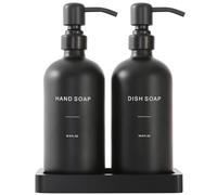 Prus Waso Matte Black Soap Dispenser Set, Kitchen Soap Dispenser Set with Black Stainless Steel Pump, Perfect for Kitchen Decor and Accessories. (Black), XHD-08