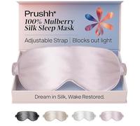 Prushh Adjustable Silk Sleep Mask Eye Covers | 100% Pure 6A Mulberry Silk | Blackout & Hypoallergenic | Concealed Strap for Women & Men | for Sleeping & Travel (Pink)