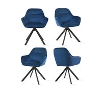 (Prussian Blue, Set of 4) Goeurvant Swivel Dining Chairs