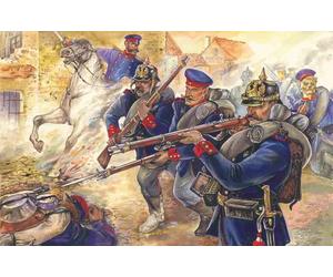 Prussian Line Infantry 1870-1871 4 Figures Officer on Horse 3 Soldiers 1:35 Kit