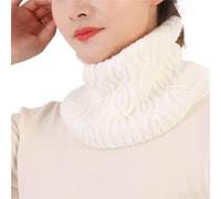 PRUTUHEA Knitted Fake Collar for Women Solid Thick Wool Knitted Hook Flower Neck Guard Fake Collar For Women Warm Scarf Winter Outdoor Cycling Pullover Bib(White)