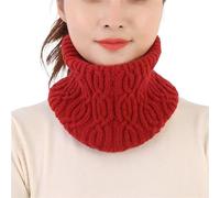 PRUTUHEA Knitted Fake Collar for Women Solid Thick Wool Knitted Hook Flower Neck Guard Fake Collar For Women Warm Scarf Winter Outdoor Cycling Pullover Bib(Wine red)