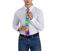 PRUWOQA Colorful Tie Dye Classic Men's Silk Tie Novelty Necktie for Formal Occasion Business Wedding Party Gift Neck Tie, Colorful Tie Dye, One Size
