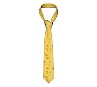 PRUWOQA Colorful Tie Dye Classic Men's Silk Tie Novelty Necktie for Formal Occasion Business Wedding Party Gift Neck Tie, Funny Food Cheese Pattern, One Size