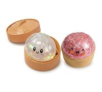 PRVCFZ 2 PCS Glitter Dumpling Squishy, Mystery Dumplings Squishy Blind Box, Portable Desk Companion for Work and Study, Soft Glitter Dumpling Squishies in White and Pink