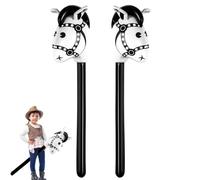 PRVCFZ 2 PCS Inflatable Horse, Hobby Horse, Blow Up Horse, Inflatable Horse Head Stick for Birthday Theme Parties Home Decoration, Theme Party Decorations, Children's Birthday Decorations (Black)