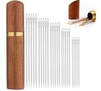PRVCFZ 30 Pcs Sewing Needles,Stainless Steel Tapestry Needle,Embroidery Needles,Hand Sewing Needles with Threader,Yarn Needles with Wooden Needle Box for DIY Sewing Projects Sewing Needles