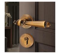 PRXFRWOW French Door Lock Home Indoor Bedroom Door Lock Yellow Bronze Door Wooden Door Handle Split Magnetic Silent Door Lock(Type A-72 Magnetic lock)