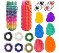 PRXYVLQT Sensory Fidget Toys Set,Fidget Keychain,Acupressure Rings,Sensory Stone,Anxiety & Stress Relief Toys for Adults and Teens