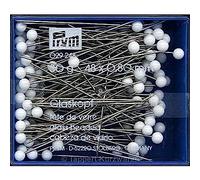 Prym Head Pins 029248 - Glass Head, Alloy Steel, 0.8 x 48 mm - White, 30 g Plastic Box