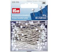 Prym_029255-1 0.80 x 48 mm Glass Headed Pins, White
