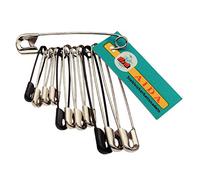Prym 085288 Safety Pins ST 27/38/50 mm Silver/Black, Alloy Steel, 27/38 / 50 mm, silberfarbig/schwarz, 12 Stück