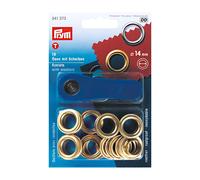PRYM 10 x Brass Eyelets 14mm + Fixing tool Colour: Gold 541373