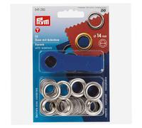 PRYM 10 x Brass Eyelets 14mm + Fixing tool Colour: Silver 541383