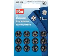 Prym 11 mm Sew-On Snap Fasteners, Pack of 12, Brass Black
