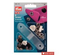 Prym Non-sew Press Fasteners Jersey, Brass Smooth Cap, 12 mm, Black, Pack of 6