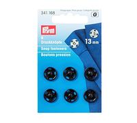 Prym 13 mm Sew-On Snap Fasteners, Pack of 6, Brass Black