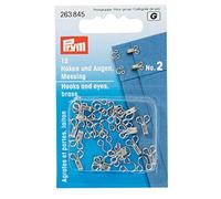 Prym 2 Eyes Hooks and Brass, Pack of 12, Silver