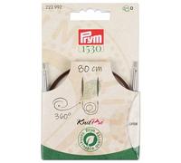 Prym 223992 Natural Plastic Rope & Accessories, 360° Rotatable, 80 cm, Interchangeable Rope for Circular Knitting Needles & Tunisian Crochet Hooks