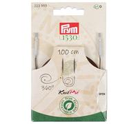 Prym 223993 Natural Plastic Rope & Accessories, 360° Rotatable, 100 cm, Interchangeable Rope for Circular Knitting Needles & Tunisian Crochet Hooks, Brown